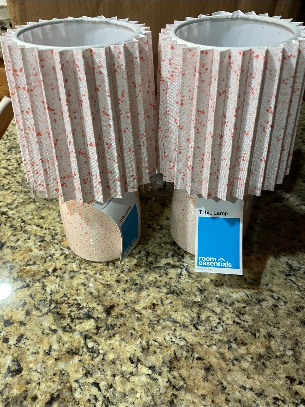 Room Essentials Pink Speckled Pleated Table Lamps - Pair